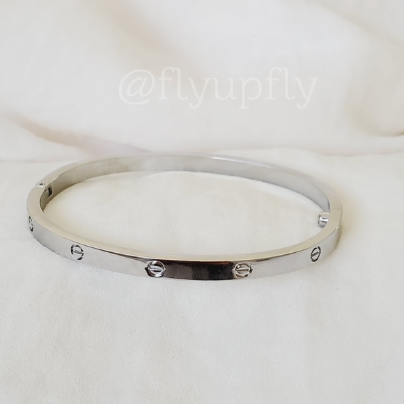 Bracelet 18k White Gold Filled Model Version Screw Bangle Slim - Picture 5 of 12